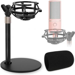 ChenQuanSarl-Pied De Micro De Bureau Avec Support Antichoc, Bonnette En Mousse, Support De Microphone Réglable Réduit Le Bruit Des Vibrations Pour Razer Seiren X Seriren V3 At2020, - Neuf