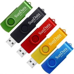 TIANYI-Clé USB 16 Go Lot de 5 USB 2.0 Flash Drive Mémoire Stick Rotation Stockage Données avec Lumière LED (5 Couleurs: Noir Bleu Vert Rouge Or) - Neuf