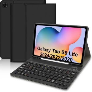 Coque Clavier Pour Samsung Tab S6 Lite 10,4"" 2024/2022/2020, Étui Français Magnétique Keyboard Avec Porte Crayon, Azerty Layout Pour Galaxy Tab S6 Lite, Noir - Neuf