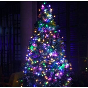 Lot de 2 guirlandes lumineuses de Noël à piles, 10 mètres, 100 LED, télécommande, minuteur, 8 modes, lucioles, pour décoration de jardin, multicolore - Neuf