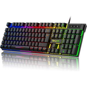 Clavier De Jeu Qwertz, R&eacute;tro&eacute;clairage Rvb, Clavier Filaire Usb Avec Pav&eacute; Num&eacute;rique, Frappe Silencieuse Pour Pc, Ordinateur Portable, Ps4, Xbox, Windows - Neuf