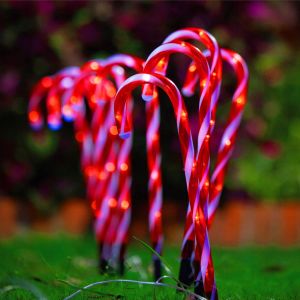 Jgd-Canne &Agrave; Sucre De No&euml;l Feux De Balisage De Chemin, 10 Pi&egrave;ces Lumi&egrave;res De Canne De Bonbon Vec D&eacute;cor Ext&eacute;rieur Lumi&egrave;re De No&euml;l Marqueurs De Chemin Led Lumi&egrave;res Pour D&eacute;coration - Neuf