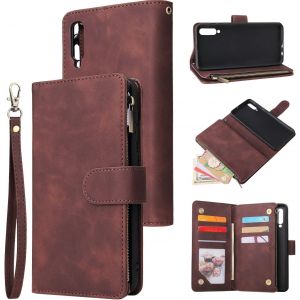 Kal-Coque Pour Sumsung Galaxy A50, Etui En Cuir Pu Portefeuille R&eacute;tro Flip Case Antichoc Housse Avec Fentes De Cartes Fonction Support - Caf&eacute; - Neuf