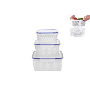 Ensemble De 3 Bo&icirc;tes De Conservation Pour R&eacute;frig&eacute;rateur Avec Couvercles Et Passoire - Neuf