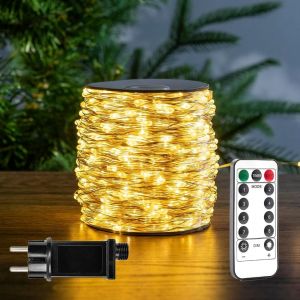 Guirlande Lumineuse Led De 60 M, &Eacute;tanche, Blanc Chaud, 600 Led Avec T&eacute;l&eacute;commande Pour Salon, Chambre, Jardin, Terrasse, Balcon, Mariage Ou D&eacute;corations De No&euml;l - Neuf