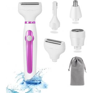 4en1 Rasoir &Eacute;lectrique Rechargeable Pour Femmes Pour Le Corps, Epilateur Sourcils: &Eacute;pilation Indolore - Rasoir &Eacute;lectrique Pour Le Visage Les Jambes Les Aisselles Le Bikini, Wet & Dry - Neuf