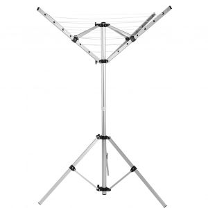 HJLIAN Etendoir a linge rotatif portable a 4 bras et 3 pieds pour le camping et l'exterieur - Neuf