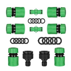 Ensemble de 10 raccords rapides pour tuyaux d'arrosage (6 raccords rapides de 1/2"", 2 connecteurs doubles, 2 connecteurs de robinet) - Neuf