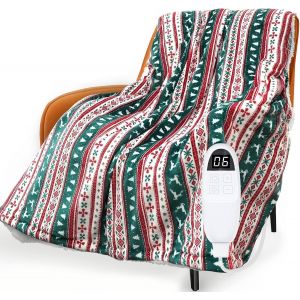 Kalanka-Couverture Chauffante - 200x180 Cm Plaid Chauffant En Flanelle Sherpa Avec 6 Niveaux De Chaleur, 1-10 H Arr&ecirc;t Automatique, Lavable En Machine, Rouge - Neuf