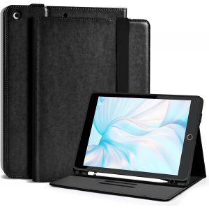 KALANKA-Coque pour iPad 9&iquest;&iquest;me/8&iquest;&iquest;me/7&iquest;&iquest;me G&iquest;&iquest;n&iquest;&iquest;ration 10,2 Pouces 2021/2020/2019, Housse &iquest;&iquest;tui de Protection Angles de Vision Multiples, Coque Cuir PU avec Porte-Stylet Portefeuille Tablette Case,Noir - Neuf