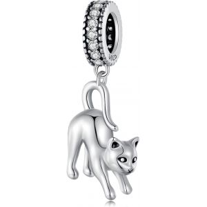 Ytseazn-Breloques Chat Ludique En Argent Sterling 925 - Breloques Mignonnes Pour Animaux De Compagnie - Compatible Avec Bracelets Pandora - Collier Pour Femme,Argent Sterling - Neuf