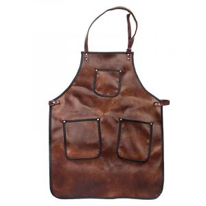 Tablier De Chef Pour Hommes Et Femmes, Tablier En Cuir Imperméable Avec Poches Et Sangles Croisées Pour Cuisine, Barbecue, Cuisine, Barbier, Barista, Tablier De Travail (Style 2) - Neuf