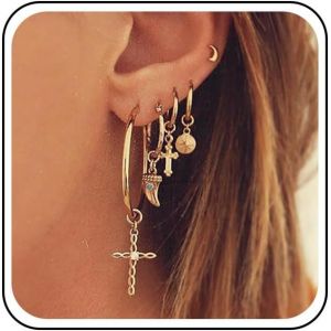 Kal-Boucles D'oreilles Boho Croix Strass Boucles D'oreilles Croix Or Boucles D'oreilles Vintage Dague Boucles D'oreilles Crucifix Cz Boucles D'oreilles Religieuses Boucles D'oreilles Multiples - Neuf