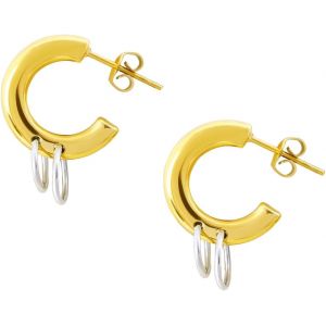 Kal-Boucles D'oreilles Cr&eacute;oles Modernes En Acier Inoxydable Plaqu&eacute; Or 18 Carats - Bijou Fantaisie Avec Bo&icirc;te &Agrave; Bijoux Tendance Et &Eacute;l&eacute;gante - Cadeau Pour Femme, Acier Inoxydable - Neuf