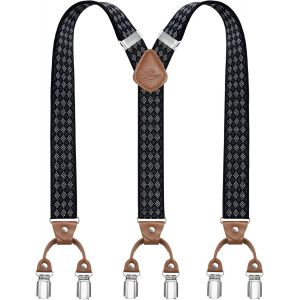 Cauc-Bretelles Pour Hommes Avec 6 Pinces M&eacute;talliques En Y Ajustables Bretelles Pour Pantalons Bretelles &Eacute;lastiques Robustes Pour Hommes - Neuf