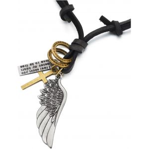Kal-Style R&eacute;tro - Aile D'ange - Pendentif Collier Homme Femme - Avec Cordon En Cuir R&eacute;glable - Neuf