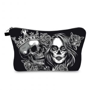 Sac de toilette de voyage Halloween pour femmes hommes Skull Print Sacs de maquillage cosmétiques - Neuf