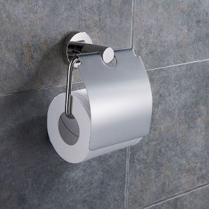 Porte-papier toilette mural avec couvercle Porte-papier toilette fixation sans perçage, Acier inoxydable, 13x16,5x3,5 cm, brillant - Neuf