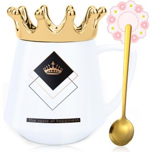 Eryi-Tazza Dolce Con Coperchio Tazza Dolce Regalo Con Corona Tazza Da Caffè Per Tè Nero Tazza Da 350 Ml In Ceramica Regalo Di Compleanno Per Donne Ragazze Mamma Fidanzata - Neuf