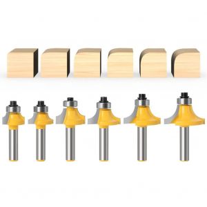 6pcs Ronde Routeur Ensemble de Bits avec 8mm Tige, Routeur Bits, Bois de Fraisage Accessoire (Rayon: 1/8"", 3/16"", 1/4"", 5/16"", 3/8"", 7/16 - Neuf