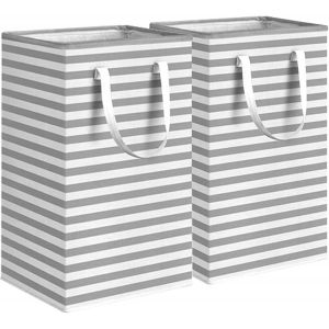 Letnerny-2pcs Grand Panier À Linge De 75l, Corbeille À Linge Sale Pliable Avec Poignée, Laundry Basket Panier De Rangement Imperméable Autoportant Pour Chambre Dortoir Salle De Bain, 60x40x30cm (Gris - Neuf