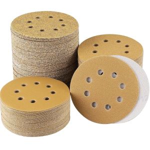 Lot de 120 Feuilles de Disque Abrasif 125mm, 8 Trous Disque Poncage 125mm, Disque a Poncer 125mm (Grain 40/60/80/100/120/150/180/240/320/400/600/800) Dix pièces par taille de particule - Neuf
