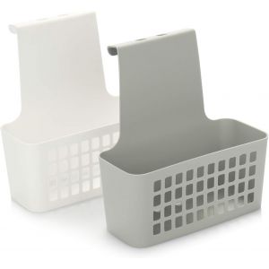 Eryi-® 2x Panier Suspendu - Boîte De Rangement En Plastique Stable - Organisateur Pour Cuisine Et Salle De Bain - Étagère Suspendue Stable Et Légère (Panier Suspendu 2 Pièces Gris/Blanc) - Neuf