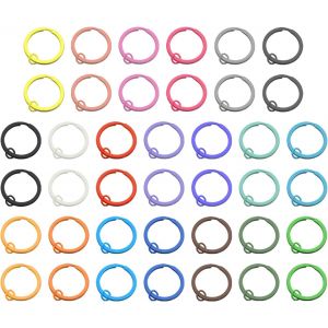 Kal-Lot De 40 Porte-Cl&eacute;s Color&eacute;s &Agrave; Double Couche - En M&eacute;tal - 30 Mm - Accessoire De Bricolage - Convient Pour Le Bricolage, Les Anniversaires, Les F&ecirc;tes (20 Couleurs) - Neuf