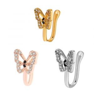 3 Pi&egrave;ces De Personnalit&eacute; &Agrave; La Mode En Forme De U Faux Nez Anneau Diamant Papillon Nez Ongle Europe Et - Neuf