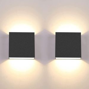 2pcs Applique Murale Led 7w Moderne Int&eacute;rieur Lumi&egrave;re Blanche Chaude 3000k Carr&eacute;e Noir Pour Chambre Salon Colonnade Jardin - Neuf