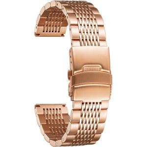 Eryi-Bracelet De Montre En Acier Inoxydable Bracelet Montre En Métal Maille Métallique Pour Homme Femme 18mm 19mm 20mm 21mm 22mm 24mm En 5 Couleurs (Noir/Doré/Rose Doré/Argenté/Argenté&noir) - Neuf