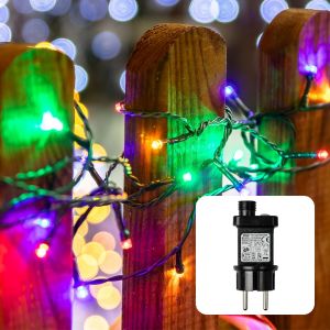 KAL-Guirlande Lumineuse À Led Pour L'Extérieur Ou L'Intérieur I Avec Minuterie I Guirlande Lumineuse Couleur De Lumière Multicolore I Avec Câble En Vert <59 Lm 577327 - Neuf