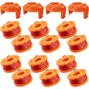 SUBZONAL-16 pcs Bobines de Fil Compatible avec Worx Coupe Bordures, Bobine Fil Coupe Bordure Pour WA0004.1/WA0010 Coupe Bordure Electrique, ø 1.65 mm * 3 m Longueur (12 Fil Coupe Bordure + 4 Couvercl - Neuf
