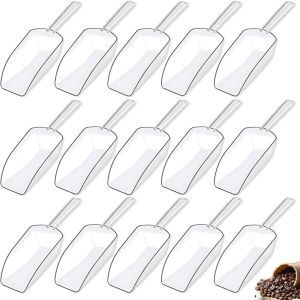 Cmws-Lot De 15 Pelles &Agrave; Farine, Cuill&egrave;res &Agrave; Glace En Plastique Transparent Et Cuill&egrave;re Scoop, 13,8 Cm De Longueur, Id&eacute;ales Pour La P&acirc;tisserie, Le Caf&eacute;, La Glace Et Les Bonbons, Petites Pelles Pour Fa - Neuf
