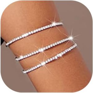 Bracelet Jonc Multicouche Avec Strass Pour Femme Bracelet En Cristal Argenté Bracelet De Bal De Fin D'année Pour Fête, Mariage, Mariage, L[Bra9200885] - Neuf