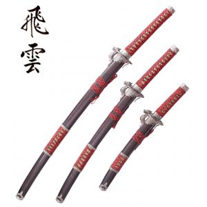 Katana Set 3 - Dragon Wing Red Edition Epee Sabre Tanto Wakazashi D&eacute;coration - Neuf