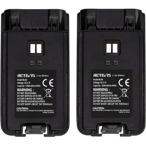 RT668 Batteries pour Talkie Walkie, Batteries Rechargeables Li-ION, 3.7V 1200mAh, Compatible avec Walkie Talkie RT668, Radio Bidirectionnelle (Noir, 2 Pcs) - Neuf