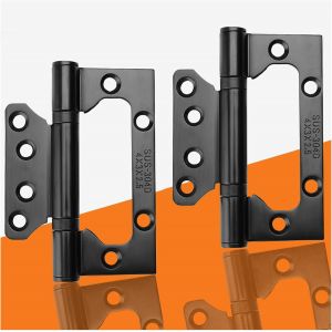 Lot de 2 charni&egrave;res de porte noires de 10,2 cm, charni&egrave;res de porte silencieuses, charni&egrave;res en acier inoxydable bross&eacute;, charni&egrave;res noires pour portes int&eacute;rieures, charni&egrave;re de porte battante, - Neuf