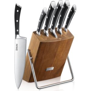 Mevronisshop-Couteaux De Cuisine, 6 Pi&egrave;ces Set Couteau Cuisine En Allemagne Acier Inoxydable, Ensemble De Couteaux Professionnels, Bloc De Bois, Super Aiguis&eacute; - Neuf