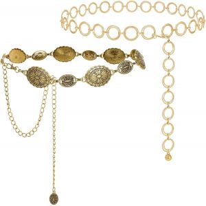 KALANKA-Ceinture Dor&eacute;e Femme, 2Pi&egrave;ces Cha&icirc;nes De Taille R&eacute;glable Ceinture Chaine Dor&eacute;e Chaine De Ventrepour Femmes Filles Cha&icirc;ne Taille Or Cha&icirc;ne Ventre Cha&icirc;ne De Corps Pour Robe Jeans Bal F&ecirc;te Maria - Neuf