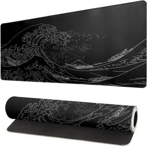 Grand Tapis De Souris Japonais Avec Vague De La Mer Japonaise, Tapis De Jeu Kanagawa, Sous-Main De Bureau, 3 Mm D'Épaisseur, Long, Base En Caoutchouc Antidérapant, 80 X 30 Cm - Neuf