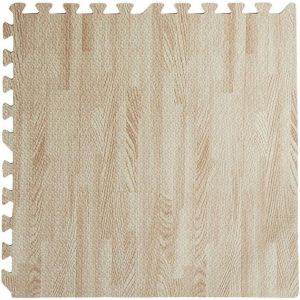 Tapis De Sol En Tuile Puzzle Souple 60X60X1 Cm Pour Enfants,Jardin,Piscine (Lot De 4 Pièces-Blanc Effet Bois) - Neuf