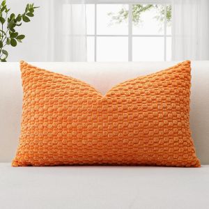 Cauc-1 Housse De Coussin En Velours C&ocirc;tel&eacute; 3d - Texture Bulle - Style Boh&egrave;me - D&eacute;coration De Canap&eacute; - En Velours C&ocirc;tel&eacute; - Pour Canap&eacute;, Salon - 30 X 50 Cm - Orange - Neuf