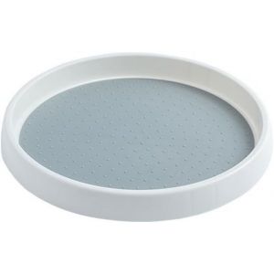 Tianyi-Lazy Susan Organisateur Organizer, Plateau Tournant Epices Rotatif, De Rangement Cuisine D'&eacute;tag&egrave;re De Placard Support De Stockage D'articles Pour Condiments, Frigo, Chambre, 30cm Blanc/Gris - Neuf