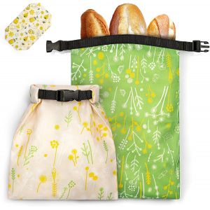 Sjzg-Lot De 2 Sacs &Agrave; Pain 44 * 32,5cm Avec Doublure En Tpu&tissu En Cire D'abeille Sac A Pain R&eacute;utilisables Rangement Pain Baguette Fruit L&eacute;gume Conservation De La Fra&icirc;cheur Lavable En Machine - Neuf