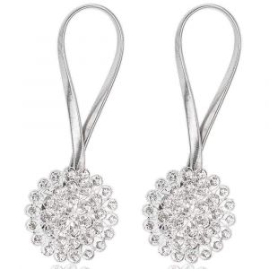 Embrasses De Rideaux Argentées Avec Boucle Magnétique [Lot De 2], Boucles De Rideaux Élastiques, Pinces À Fleurs En Cristal, Avec Fil À Ressort, Sans Perçage, Décoration Pour La Maison Et Le Bureau - Neuf