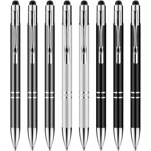 2 in 1 Universal Capacitive Touchscreen Stylus Pens for Touchscreen Devices, High Sensitivity Fit Apple iPad Tablets iPhone Kindle Samsung Galaxy Ballpoint Pens (Black + Silver + Grey) - Neuf