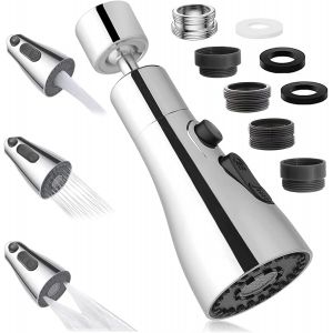 KALANKA-Aérateur de Robinet Pivotant à 360°, Embout Robinet Cuisine avec 3 Modes, Douchette Mousseur Robinet Economie Eau, Adaptateur de Rallonge de TêTe de Robinet Salle De Bain lavabo (Argent) - Neuf