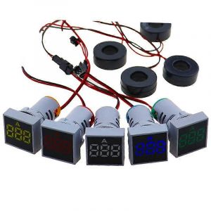 22MM 0-100A Ampèremètre numérique Indicateur de courantmètre/voltmètres Lampe LED Lumière de signal carrée - Neuf