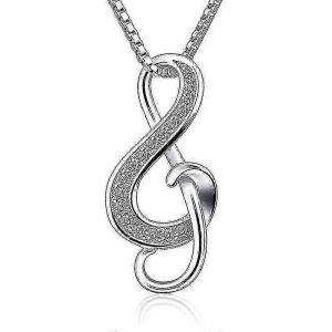 Colliers Pour Femmes Argent Cubique Breloque Musique Note Pendentif Collier Cadeau - Neuf